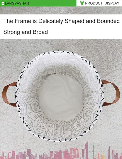 Laundry Basket Canvas Fabric Collapsible Organizer Basket for Storage Bin Toy Bins Gift Baskets Bedroom Clothes Children Nursery Hamper (Geometric)