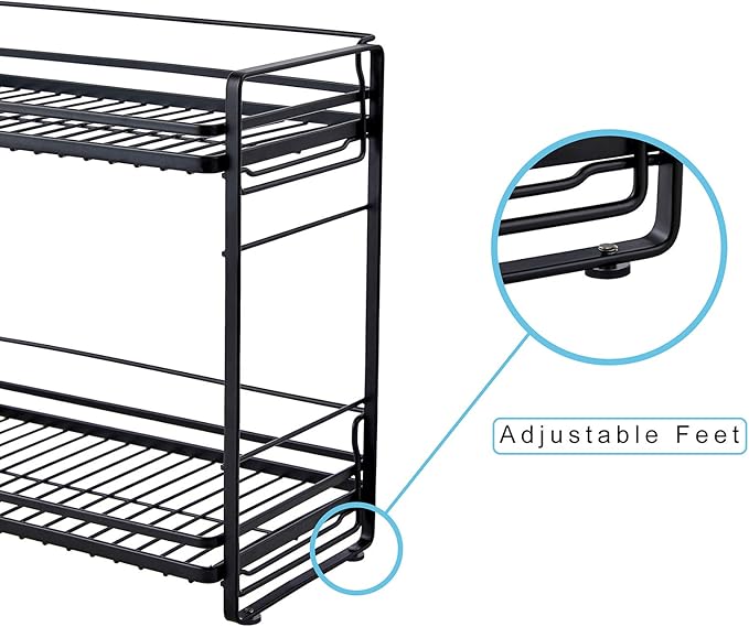 zccz 2-Tier Bathroom Organizer, Ideal as a Kitchen or Bathroom Countertop Organizer - Black Finish Makeup Organizer for Vanity - Black Finish Kitchen and Bathroom Storage Organizer