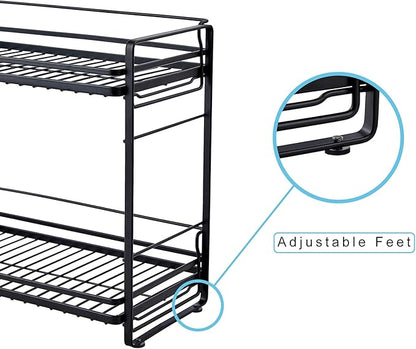 zccz 2-Tier Bathroom Organizer, Ideal as a Kitchen or Bathroom Countertop Organizer - Black Finish Makeup Organizer for Vanity - Black Finish Kitchen and Bathroom Storage Organizer