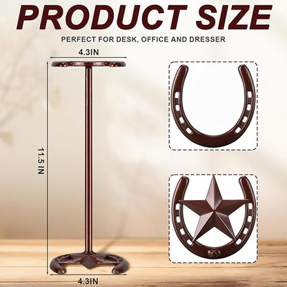 2 Pack Cowboy Hat Rack Stand Cowboy Hat Display Holder with Western Horseshoe Decor Vintage Gifts for Fedoras, Sun Hats, Iron & Bronze, Equestrian Supply (Stylish)