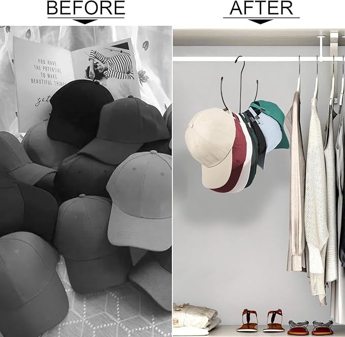 hat Hanger hat Hangers for Closet hat Organizer for Closet Set of 2 hat Rack for Closet Baseball hat Storage Hanger for Hats in Closet Black
