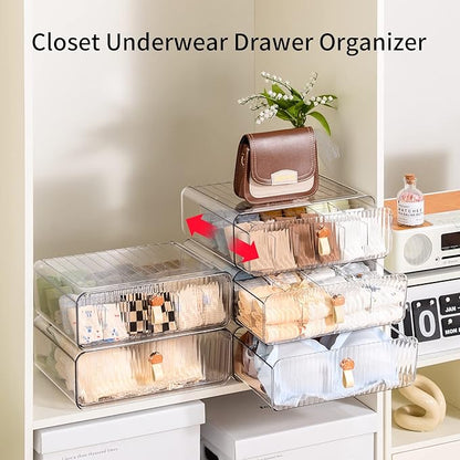 Socks Underwear Drawer Organizer Dividers, 16 Cell Stackable Closet Organizer, Plastic Underwear Drawer Storage for Clothing, Baby Clothes, Bra, Ties, Belts