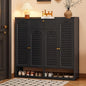 Shoe Storage Cabinet with Shutter Doors, 7 Tier Bamboo Shoe Cabinet Sneakers Shoe Rack Shelf for 36-40 Pairs, Shoe Organizer with Thickened Adjustable Shelves for Entryway, Hallway