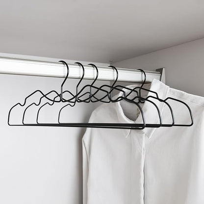 20 Pack Heavy Duty Metal Steel Wire Clothes Hanger, Ultra Slim & Short Neck Hanger,Space Saving Durable Non-Slip Felt Hangers, Closet Organizer for Home Dorm Laundry (Black)