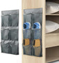 for 2 Pack Wall Mounted Shoe Rack, Canvas Organizer, Adhesive mounts, Holds 6 Pairs.