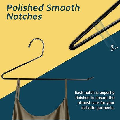 Lifemaster Metal Pants Hanger Set - 20 Pieces Elegant Non-Slip Closet Space Saving Hanger Set for Pants, Trouser, Blankets, and Jeans with Rubber Coating and Open Ended Sleek Design - Black
