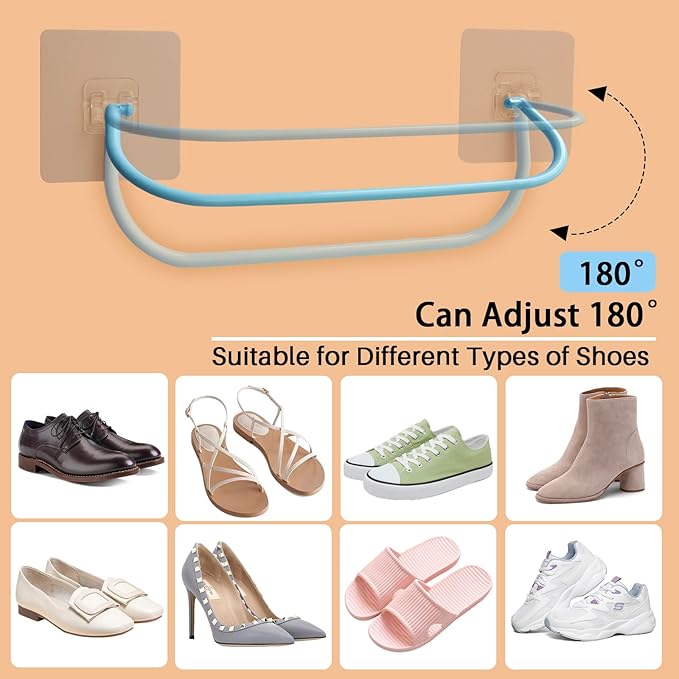 6 Pack Wall Mounted Shoe Rack with Sticky Hanging Strips, Wall Shoe Rack for RV camper, Small Space Shoes Holder for Door Shoes organizer Shelf No Drilling