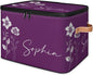 Custom Flower Storage Bins with Lid, Foldable Personalized Storage Basket Boxes with Handle Purple Shelf Basket Closet Organizer Cube