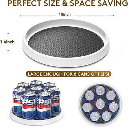 Lazy Susan Turntable Organizer 4 Pack - 10 Inch 360° Rotating Trays for Kitchen Cabinet, Pantry, Countertop, Fridge - Non-Skid Spice Rack Storage for Bathroom, Vanity, Makeup
