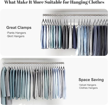 HOUSE DAY Velvet Skirt Hangers 12 Pack, Gray Velvet Pant Hangers with Adjustable Clips, Space Saving Slim Shorts Hanger, Heavy Duty Non Slip Clip Hanger for Pants, Skirts, Shorts
