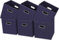 Black Fabric Cubby Storage Bins,13x13x13 Inches ,Cube Organizer Bin Foldable Storage Boxes with Dual Handles Fabric Organizer Box and collapsible Storage basket,Set of 6,Navy Blue