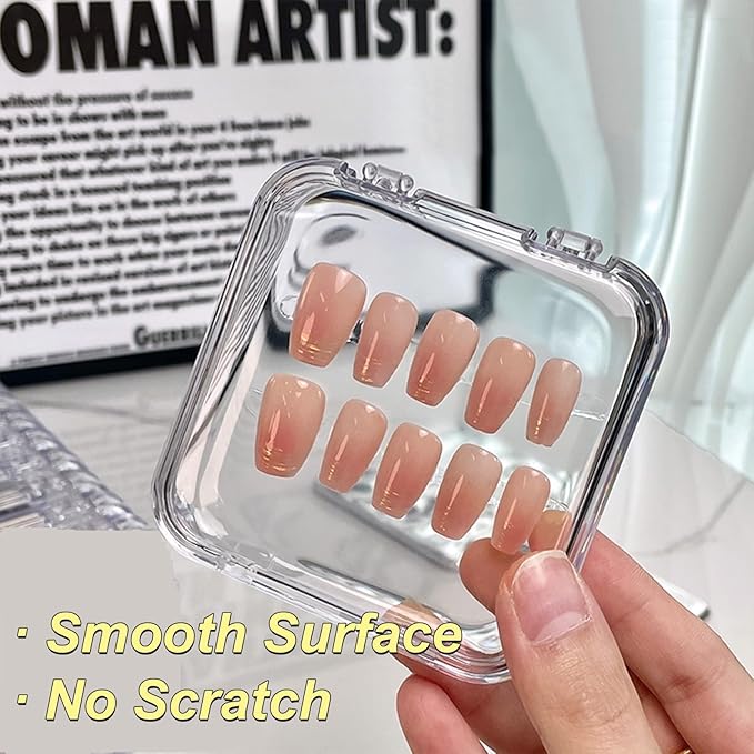 14Pcs Clear Acrylic Press On Nail Storage Box with 60 Pcs Upgrade Adhesive Double-Sided Tape for Nail Display,Organizing & Nail Salon Supplies