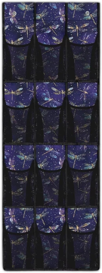 12 Large Pockets Over the Door Shoe Organizer Dragonfly Hanging Shoe Rack for Closet Foldable Shoe Hanger for Space Saving