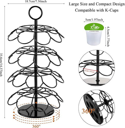 KIMIUP Coffee Pod Holder, K Cup Organizer Compatible with K-Cups(36 Pods), Kitchen Detachable Coffee Pod Organizer for Countertop, Spins 360-Degrees