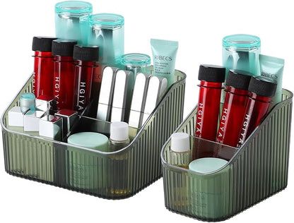 Green Makeup Organizer, Makeup Brush Holder 8 Cups for Vanity, Bathroom Countertop Cups, Dresser Organizer for Cosmetic Display, Skincare Srorage, Perfume Stand, Toiletry