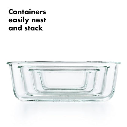 OXO Good Grips 3.5 Cup Smart Seal Glass Rectangle Food Storage Container, Clear (Pack of 2)