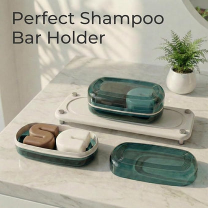 AIMAIAIMAI Shampoo Bar Holder Travel Case for Two Bars – Compatible with Kitsch Solid Shampoo & Conditioner Bars, Large Soap Container for Bathroom or Travel (Blue Style A-Large)