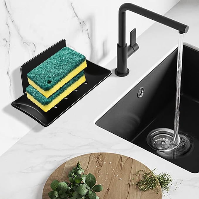 YUZP Soap Holder for Shower with Stainless Steel,Rustproof Soap Saver Sponge Holder for Bathroom,Tub,Kitchen Sink (Black)