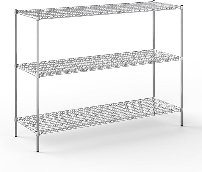 24" Deep x 72" Wide x 54" Height Wire Shelving Kit | 3-Tier | NSF Commercial Storage Rack Unit