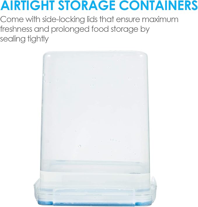 Vtopmart Large Food Storage Containers 5.2L / 175oz, 4 Pieces BPA Free Plastic Airtight Canisters for Flour, Sugar, Baking Supplies, Rice with Lids, 4 Measuring Cups and 24 Labels, Blue (Pack of 2)