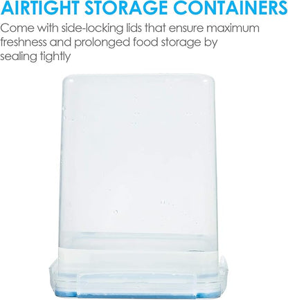 Vtopmart Large Food Storage Containers 5.2L / 175oz, 4 Pieces BPA Free Plastic Airtight Canisters for Flour, Sugar, Baking Supplies, Rice with Lids, 4 Measuring Cups and 24 Labels, Blue (Pack of 2)
