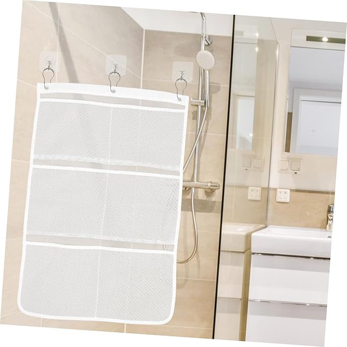 Alipis Travel Shower Organizer Mesh Pockets Over Door Hanging Storage Bag for Bathroom Closet and Pantry Seamless Hooks for Easy Installation Random Color