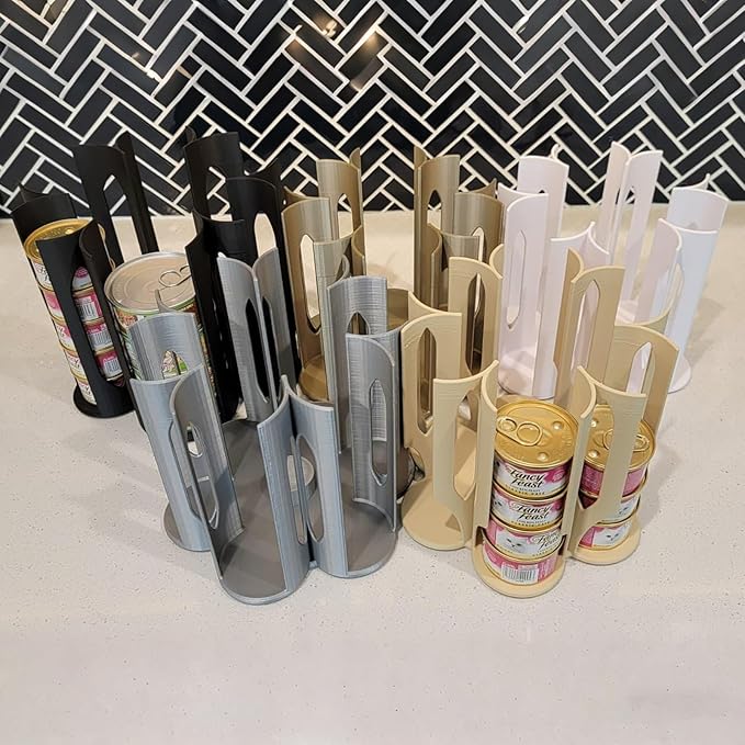 Cat Food Organizer Holder - Can Organizer for Pantry, Wet Cat Food Storage Container for 3oz & 5.5oz, Vertical Dispenser, Space Saving Pantry Stand for Kitchen Cabinet & Countertop (beige)