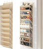 20-25 Pairs Over the Door Shoe Organizer, Clear Pockets Shoe Rack for Closet Door, 10-Tier Hanging Shoe Rack for Boots, Behind the Door Shoe Holder Fit All the Family's Sneakers, Boots, Heels, Beige