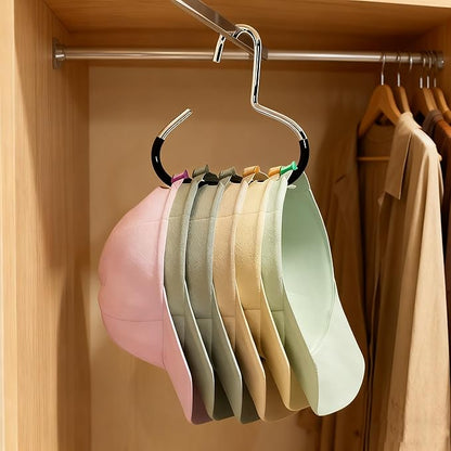 4Packs Hat Organizer, Stainless Steel Hat Hangers for Closet, Hat Rack Hat Holder for Baseball Caps, Cap Organizer for Baseball Caps, Scarf and Hat Organizer (Gray+Black+White+Pink)