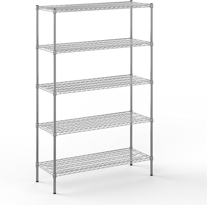 18" Deep x 48" Wide x 74" Height Wire Shelving Kit | 5-Tier | NSF Commercial Storage Rack Unit