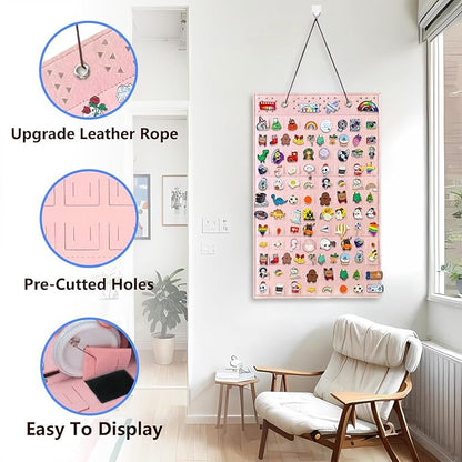 Collector Pin Board - Enamel Pin Hanging Display (96 Slots, Pink)
