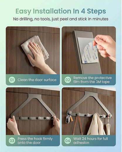 Over-the-Door Hanger Rack - Over-the-Door Hanger Organizer for Coat Hat Scarf Towels,No-Drill Heavy Duty Storage Organizer for Bedroom, Bathroom, and Entryway