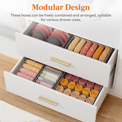 Lifewit Underwear Drawer Organizer for Closet 8 Pack, 3 Sizes Dresser Organizer Dividers, Deep Fabric Foldable Drawer Storage Organizer Bins for Clothes, Sock, Bra, Lingerie, Undies