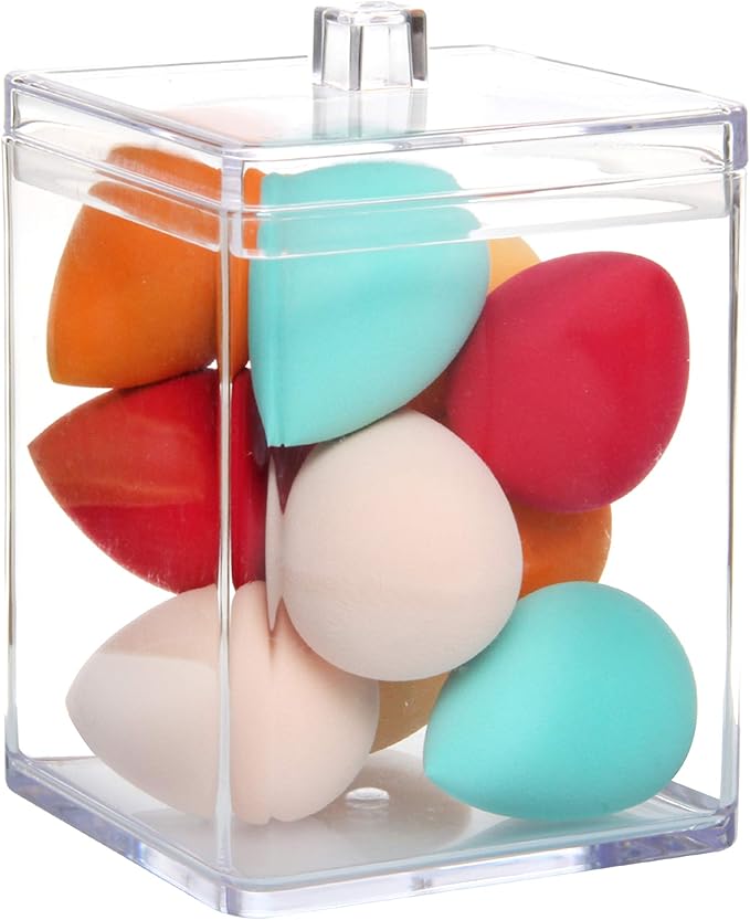 Youngever Clear Plastic Apothecary Jar, Square Shape (30 Ounce)