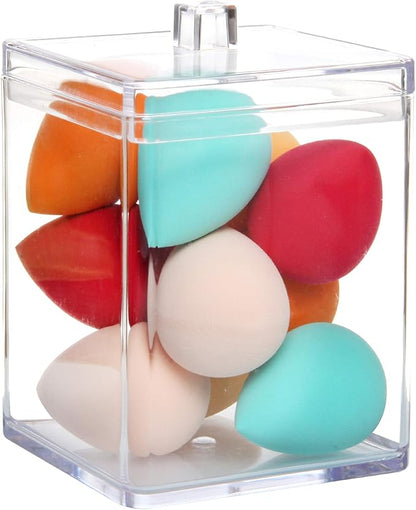 Youngever Clear Plastic Apothecary Jar, Square Shape (30 Ounce)