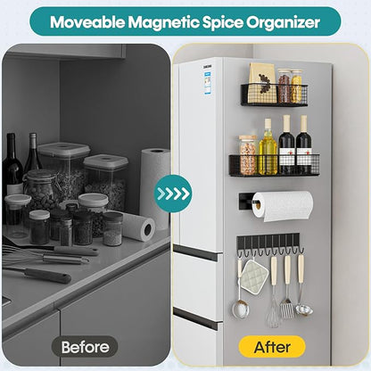 4 Pack Magnetic Shelves for Washing Machine， Heavy-Duty Magnetic Laundry Organizer, Spice Rack for Refrigerator, Space Saving Magnetic Basket