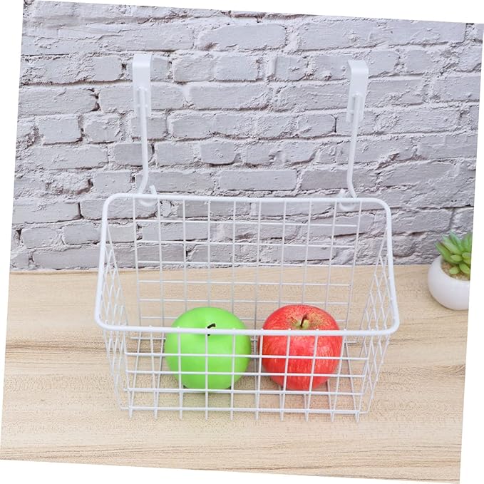 DECHOUS Over Door Basket Organizer White Hanging Storage Rack for Kitchen Cabinet Bathroom Office Rust Resistant Ventilated Holder to Maximize Space Without Hardware Installation