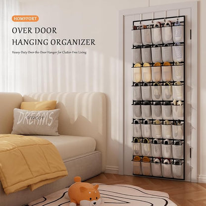 homyfort Over the Door Shoe Organizer, 40 Large Breathable Mesh Pocket,Space Saving Hanging Shoe Rack,Shoe Storage Holder for Entryway Bedroom Closet