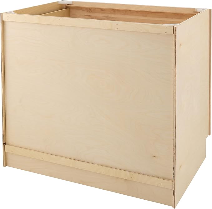 Quicklock RTA (Ready-to-Assemble) | Base Kitchen Cabinets - Shaker Style | Made in America (Raw Maple, 36" Wx34.5 Hx24 D 3 Drawer)