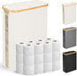 Odonata Large Toilet Paper Storage Basket with Lid, Slim Toilet Paper Organizer, Hold up to 20 Regular Rolls or 15 Mega Rolls. (Beige, 49L)