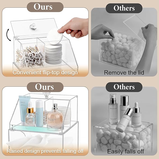 Anyoifax Disposable Facial Towels Storage Compatible with Clean Skin Club Clean Towel XL Double Layer Acrylic Box Cotton Pads Container Qtip Bin Face Towelettes Holder for Bathroom Counter, Clear