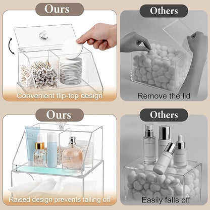Anyoifax Disposable Facial Towels Storage Compatible with Clean Skin Club Clean Towel XL Double Layer Acrylic Box Cotton Pads Container Qtip Bin Face Towelettes Holder for Bathroom Counter, Clear