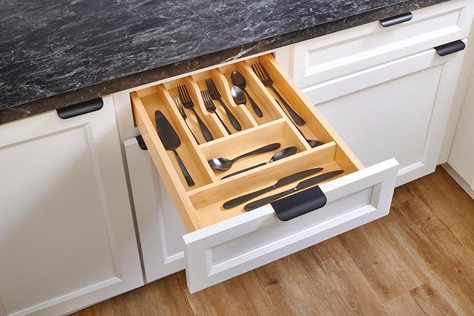 Rev-A-Shelf Natural Maple Right Size Utensil Insert Home Storage Kitchen Organizer 7 Compartment Drawer Accessory, 13-1/4" x 19-1/2", 4WCT-18SH-1