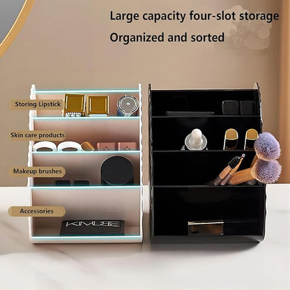 DASITON Large Capacity Makeup Brush Holder Organizer,4 Slot Love Makeup Brushes Cup,Heart shaped Makeup Organizer,for Vanity,Bathroom,Desk Storage Container,Cosmetic Display cases(Clear Green)