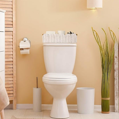 Toilet Paper Storage Basket Bathroom Counter Organizer Wicker Baskets for Organizing Cute Basket for Bedroom Nursery Room Kitchen Bathroom Decor-White