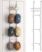 HapiRm Over Door Hat Rack - Wall Mounted Hat Organizer with 6 Hooks and Metal Basket Design, Baseball Cap Organizer Storage Holder Up to 32 Caps for Door, Bedroom, Closet (Sliver)