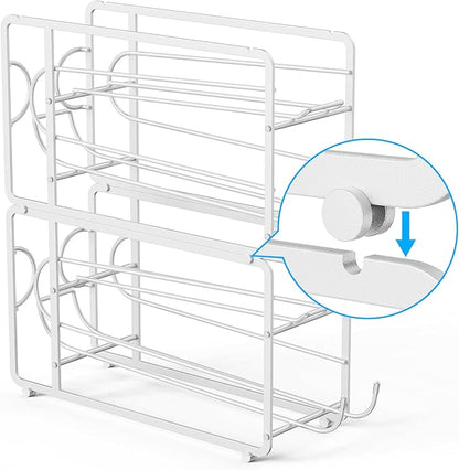 Canyave Soda Can Organizer Storage Rack, 2 Pack Stackable Beverage Soda Can Dispenser Organizer Holder for Refrigerator, Cabinet, Pantry (White)