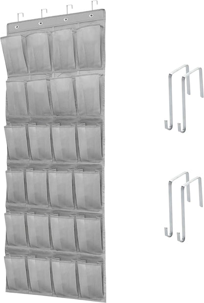 Over The Door Shoe Organizers with 24 Mesh Pockets Shoe Organizer Storage Hanging Shoe Organizer Shoe Holder for Rack (Grey)
