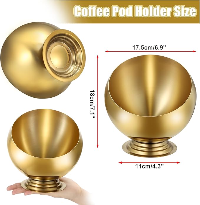 ELLDOO Coffee Pod Holder, Gold Metal Coffee Pod Storage for K Cup Nespresso Vertuo Keurig, Creamer Organizer Candy Bowl Fruit Snacks Jar for Countertop Kitchen Breakroom