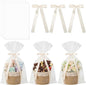 3 Pcs Small Woven Basket, Empty Gifts Basket with Gift Bags and Ribbons, 4x4x4 Inch Boho Organizer Box for Baby Shower, Birthday, Bridal Shower, Wedding, Present, Pen Pencil Makeup Brush Holder
